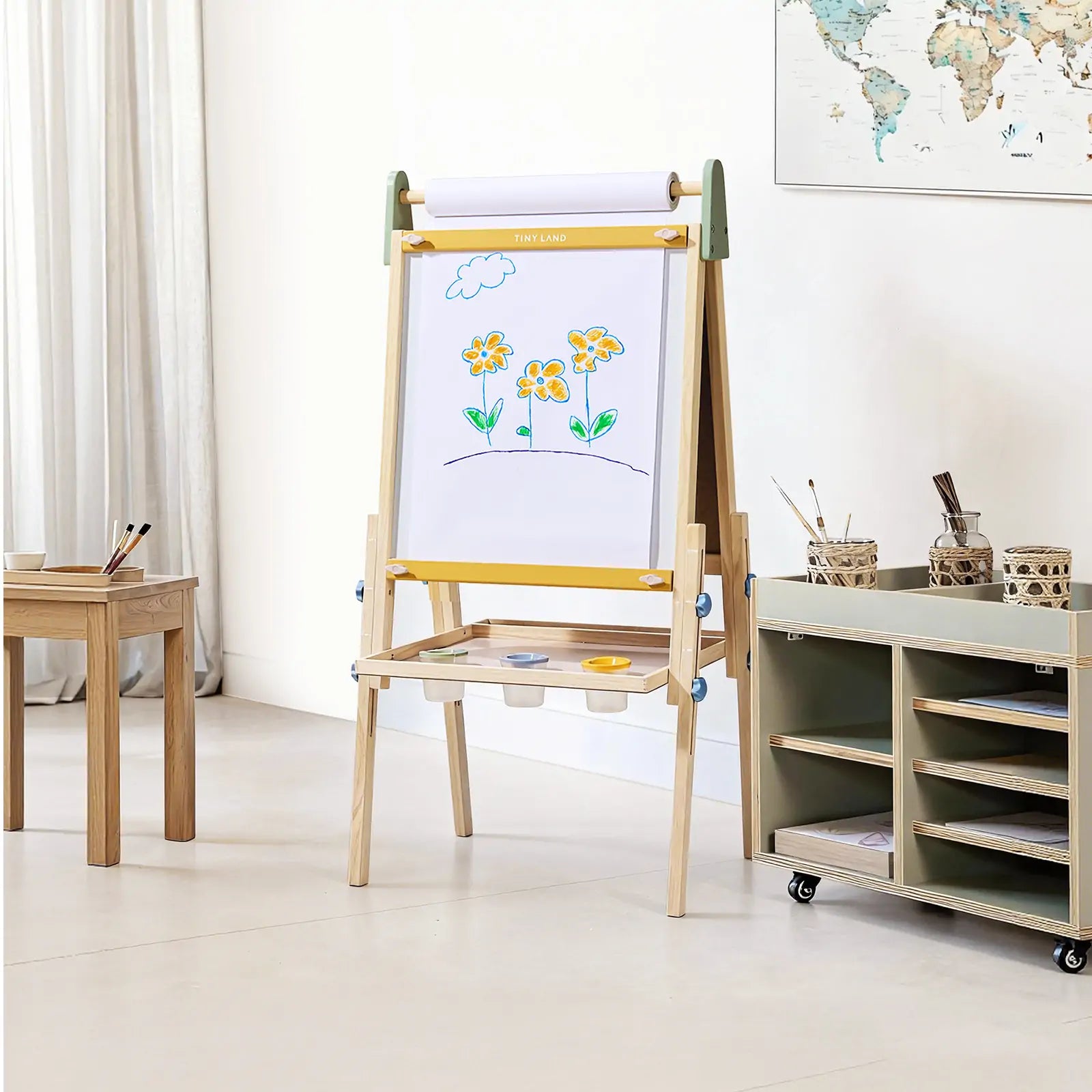 Tiny Land 3-in-1 Kids Art Easel with Two Paper Rolls