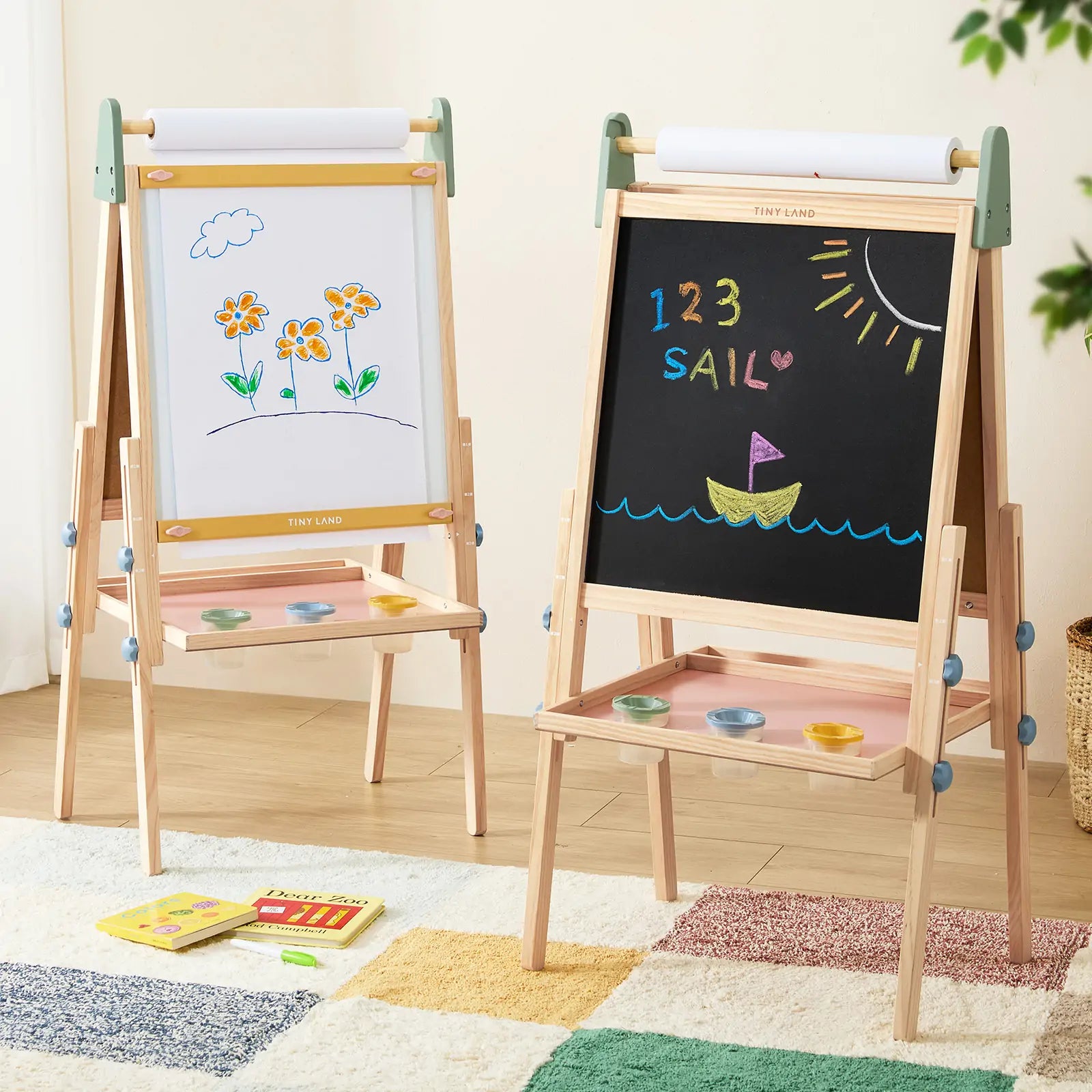 Tiny Land 3-in-1 Kids Art Easel with Two Paper Rolls