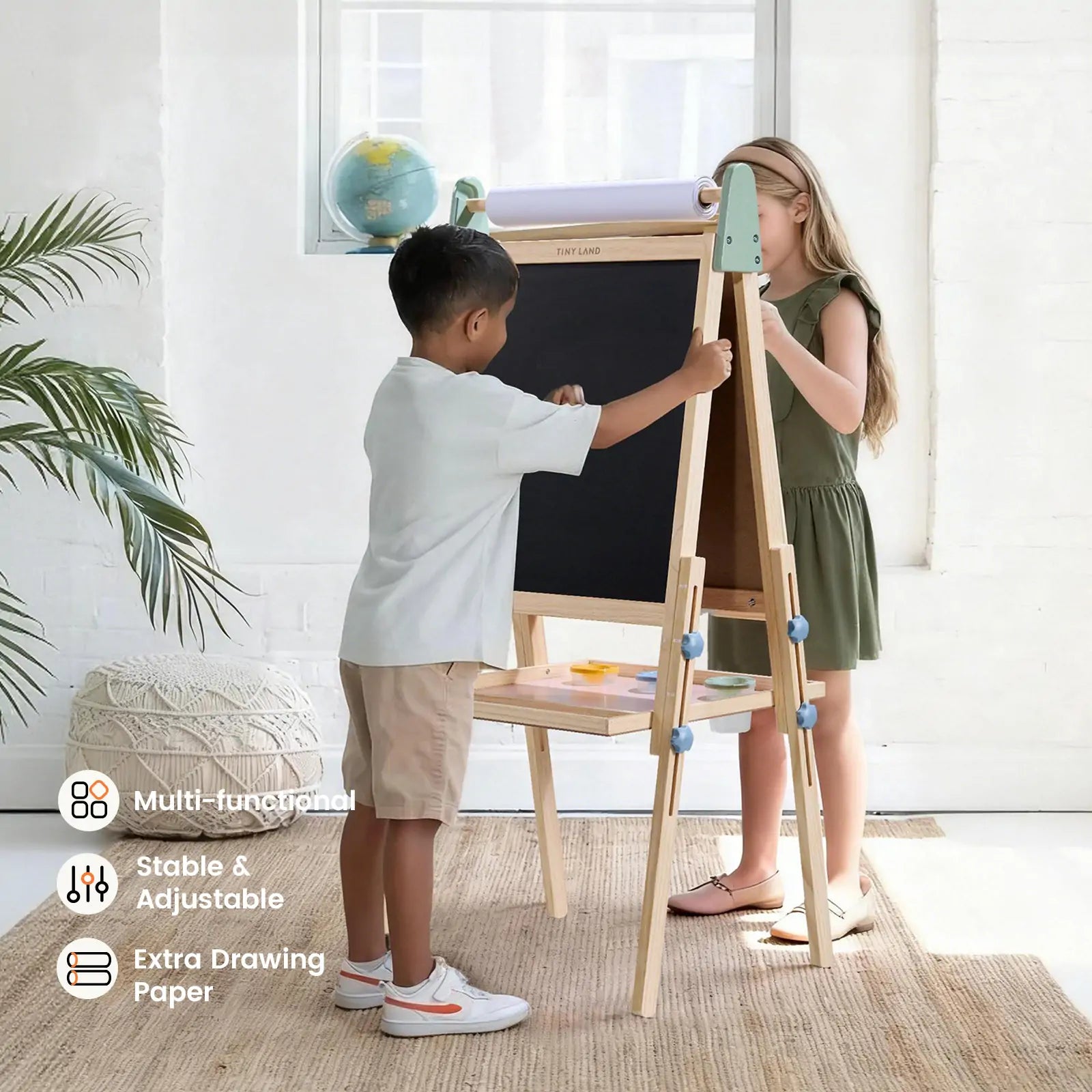 Tiny Land 3-in-1 Kids Art Easel with Two Paper Rolls