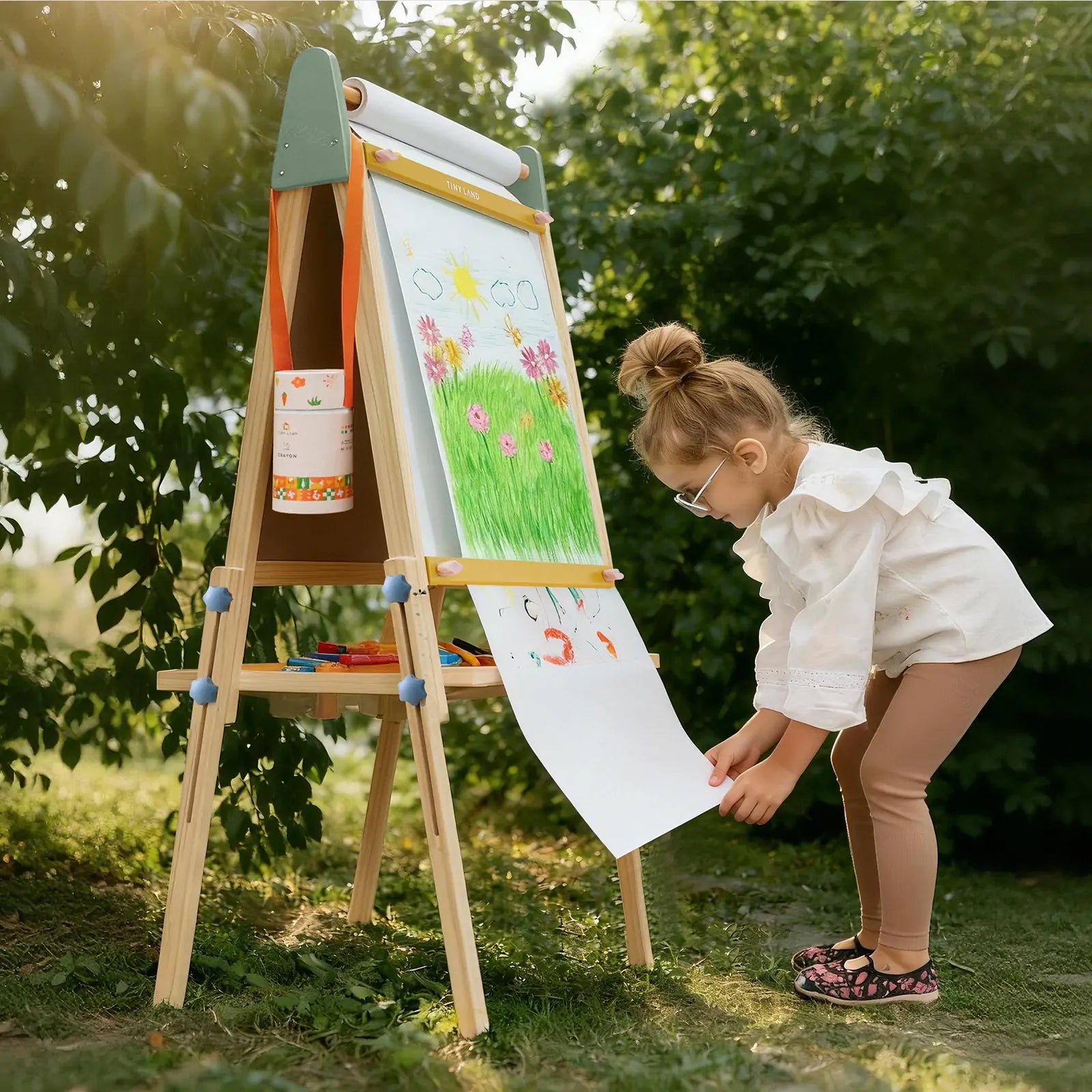 Tiny Land 3-in-1 Kids Art Easel with Two Paper Rolls