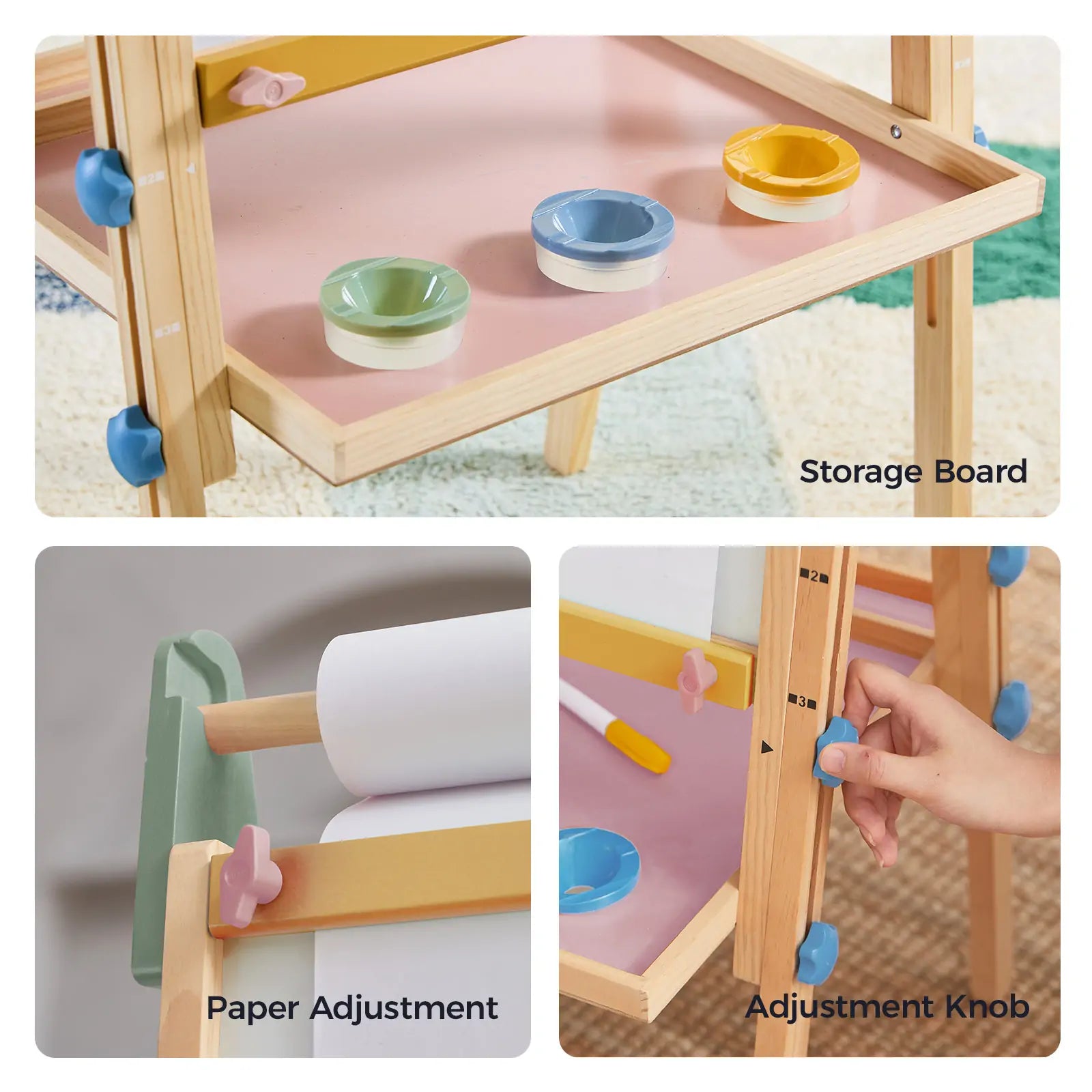 Tiny Land 3-in-1 Kids Art Easel with Two Paper Rolls
