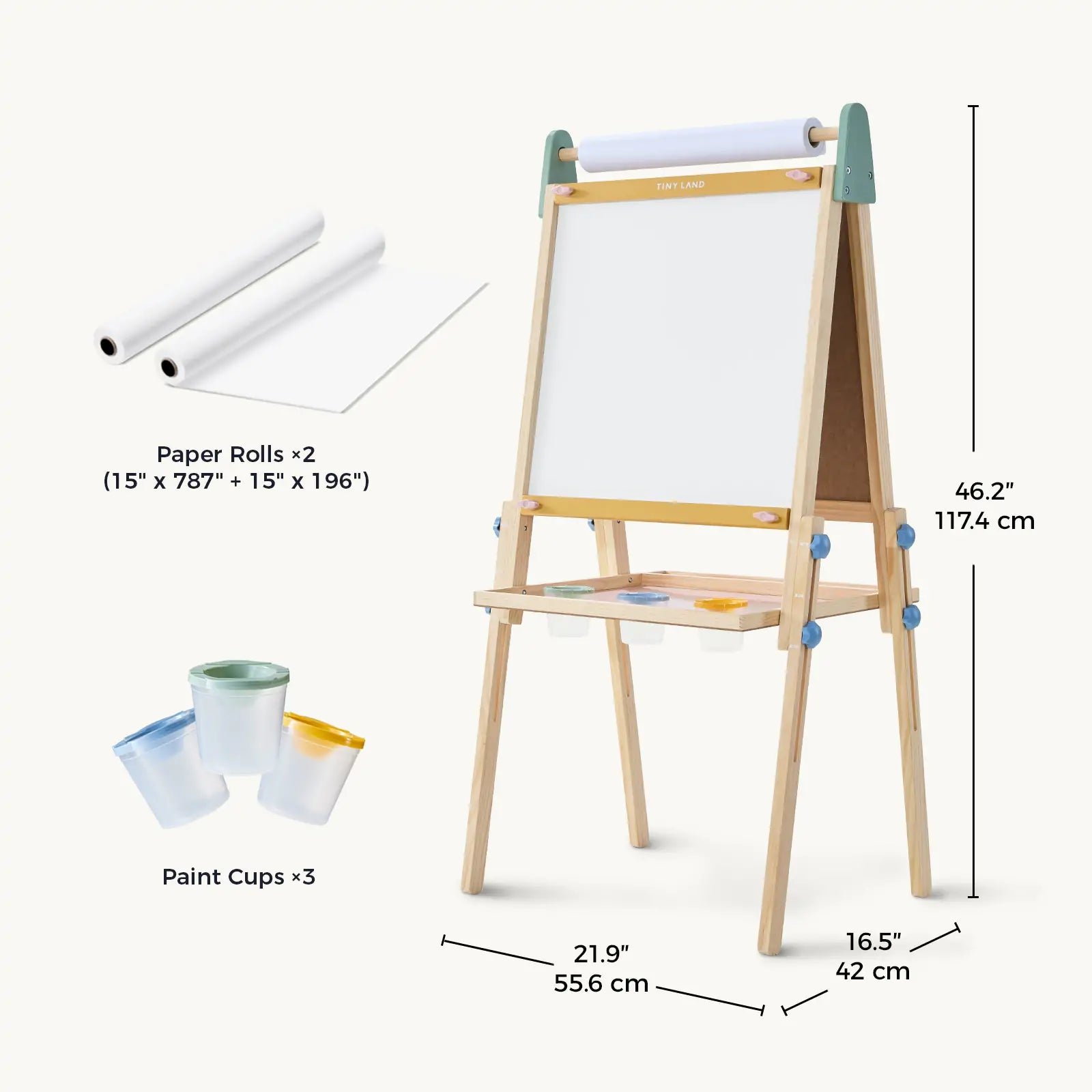 Tiny Land 3-in-1 Kids Art Easel with Two Paper Rolls