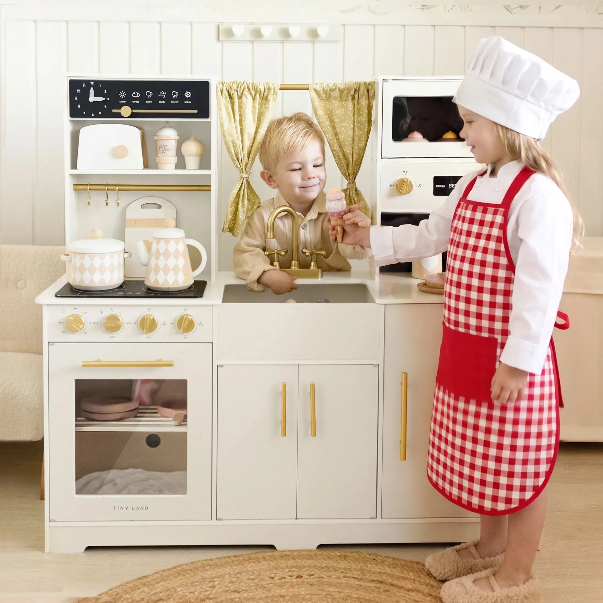 Tiny Land cream wooden play kitchen product details