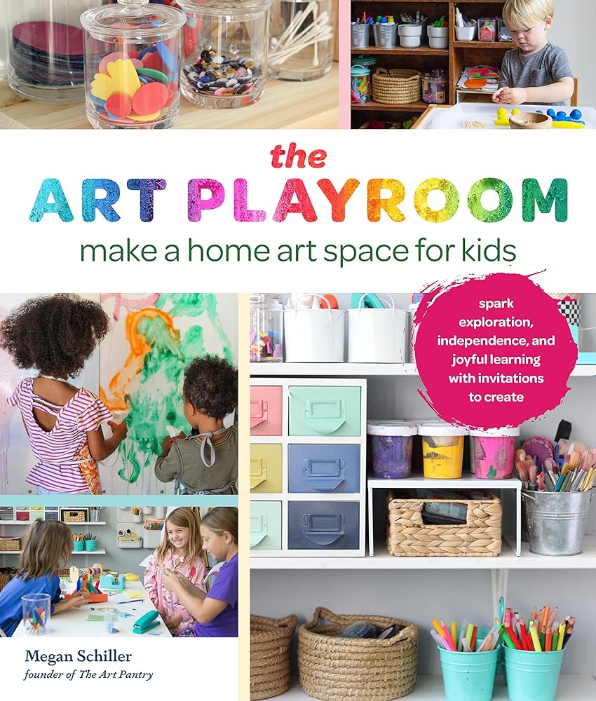 The Art Playroom book cover showing children creating art and organized art supplies