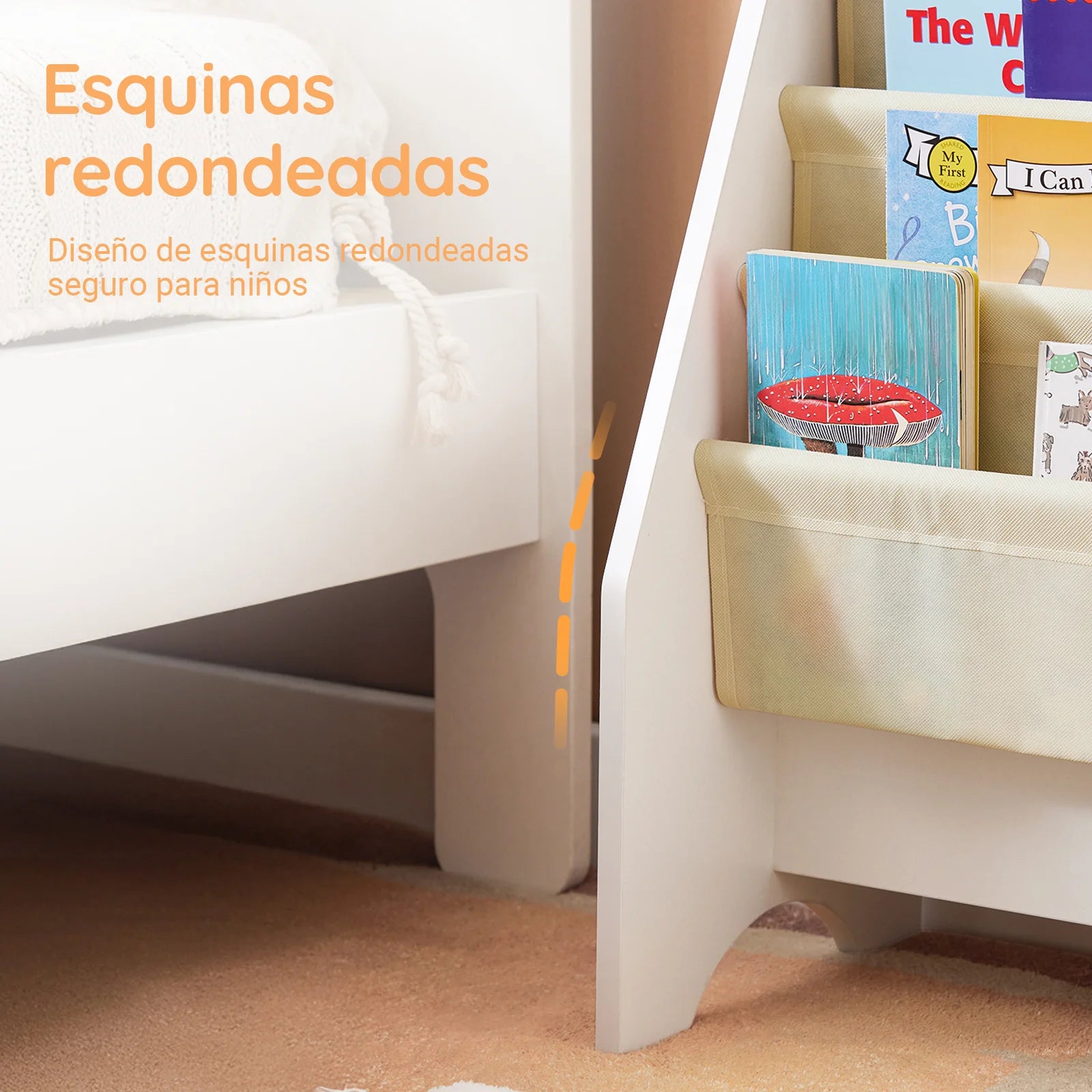 SoBuy FRG225-W Children's Bookshelf Hanging hand fan Shelf Newspaper stand with 4 Shelves Book Rack BHT approx: 62x71x29cm