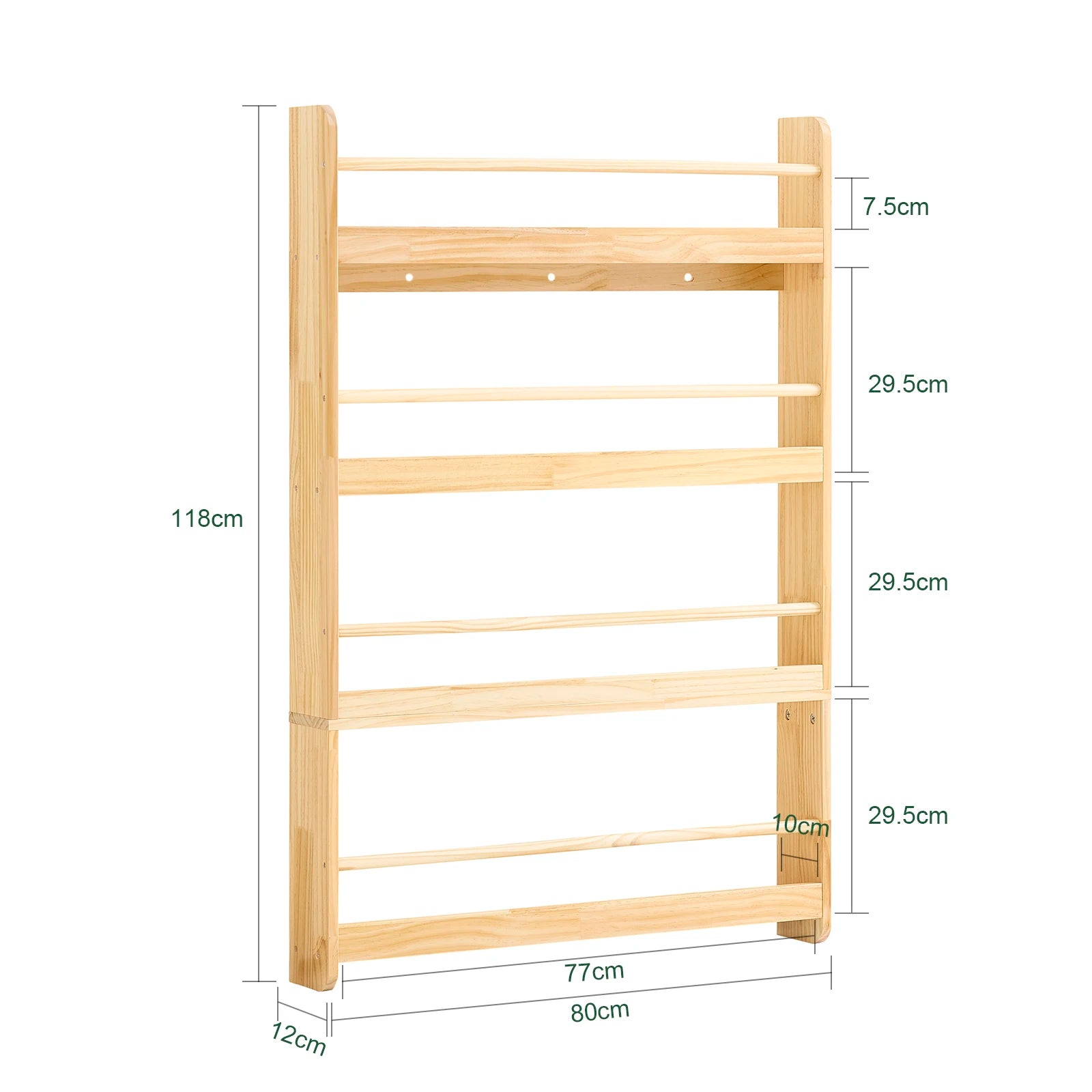 SoBuy KMB08-N Bookshelf Children storage Shelf with 4 Shelves for Book toys and Deco Nature 80x118x12cm