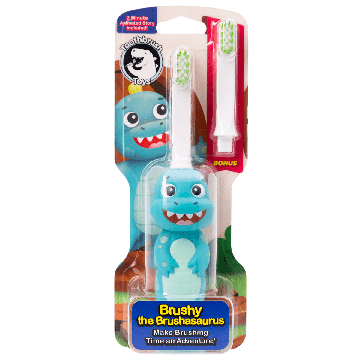 Brushy the Brushasaurus dinosaur toothbrush front view