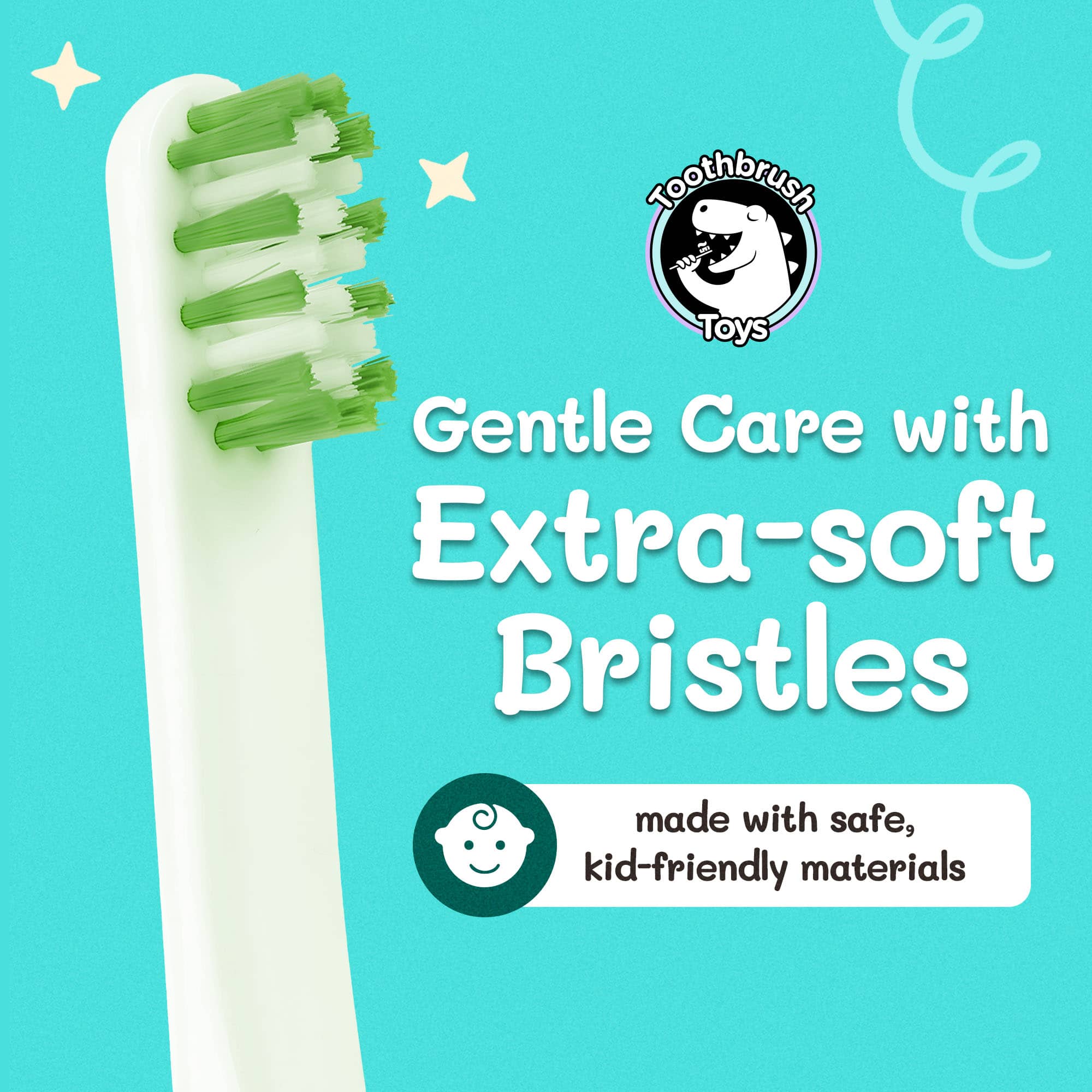 Brushy dinosaur toothbrush with replacement head