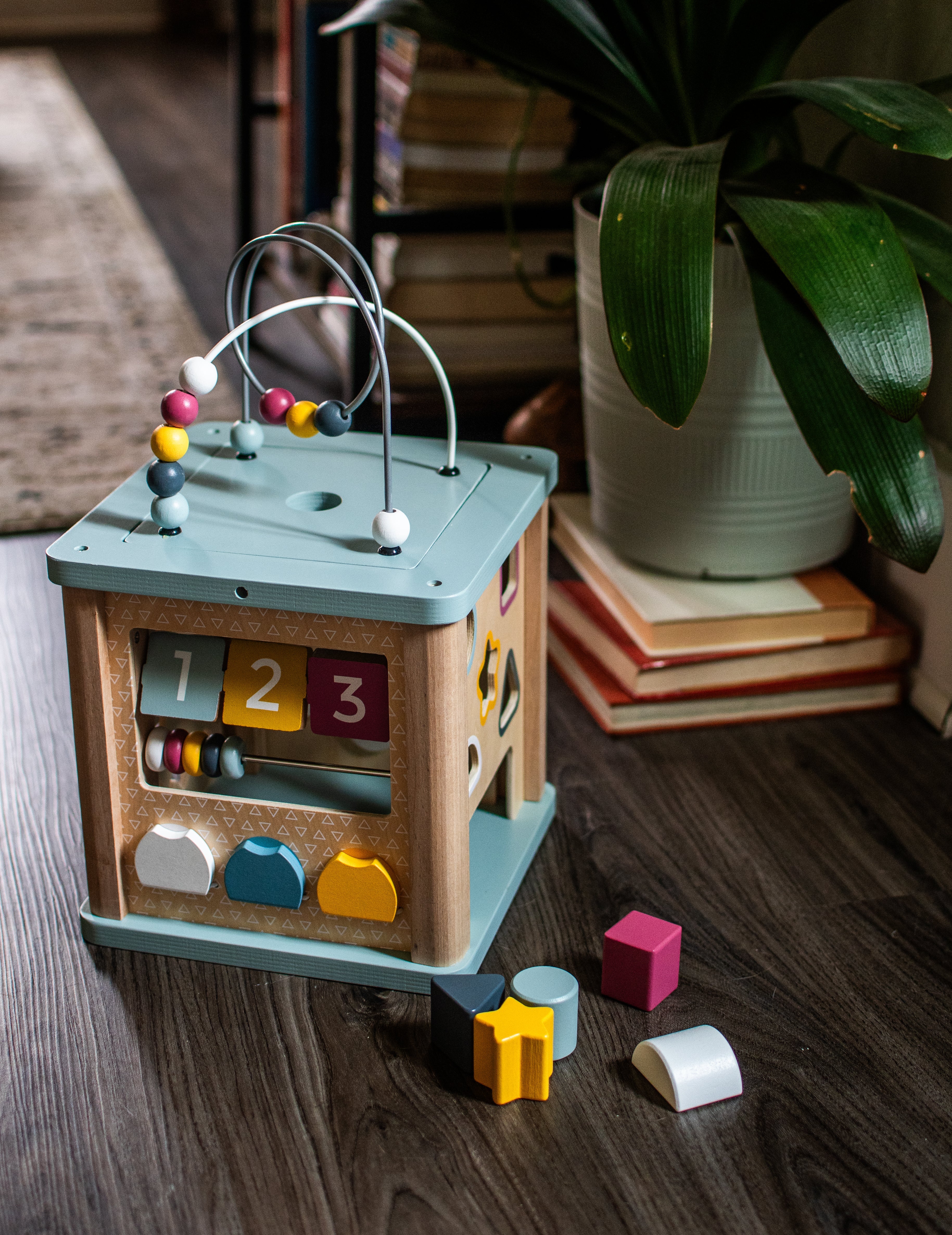 Toddler Activity Cube with Shapes, Gears & Sliders