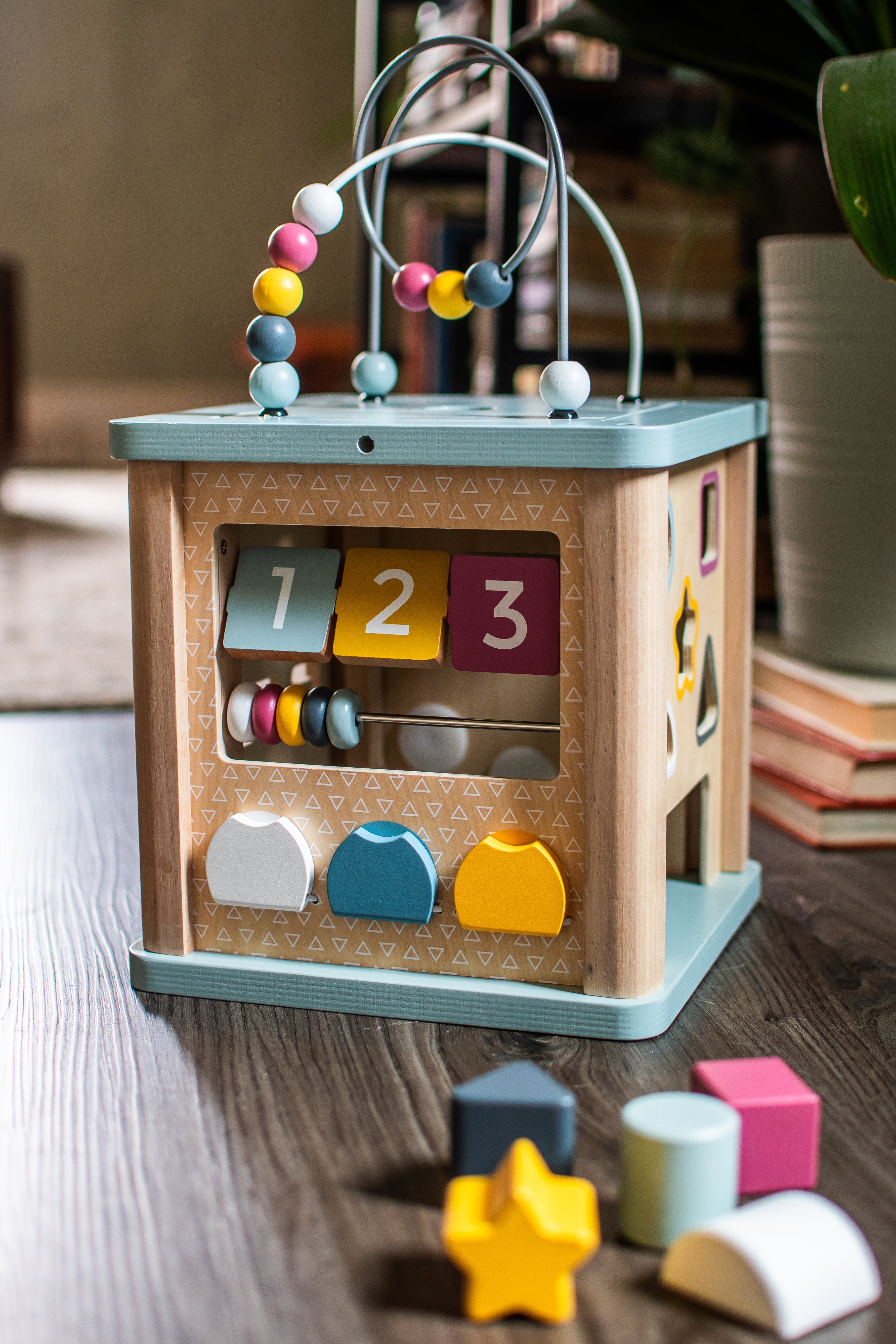 Toddler Activity Cube with Shapes, Gears & Sliders