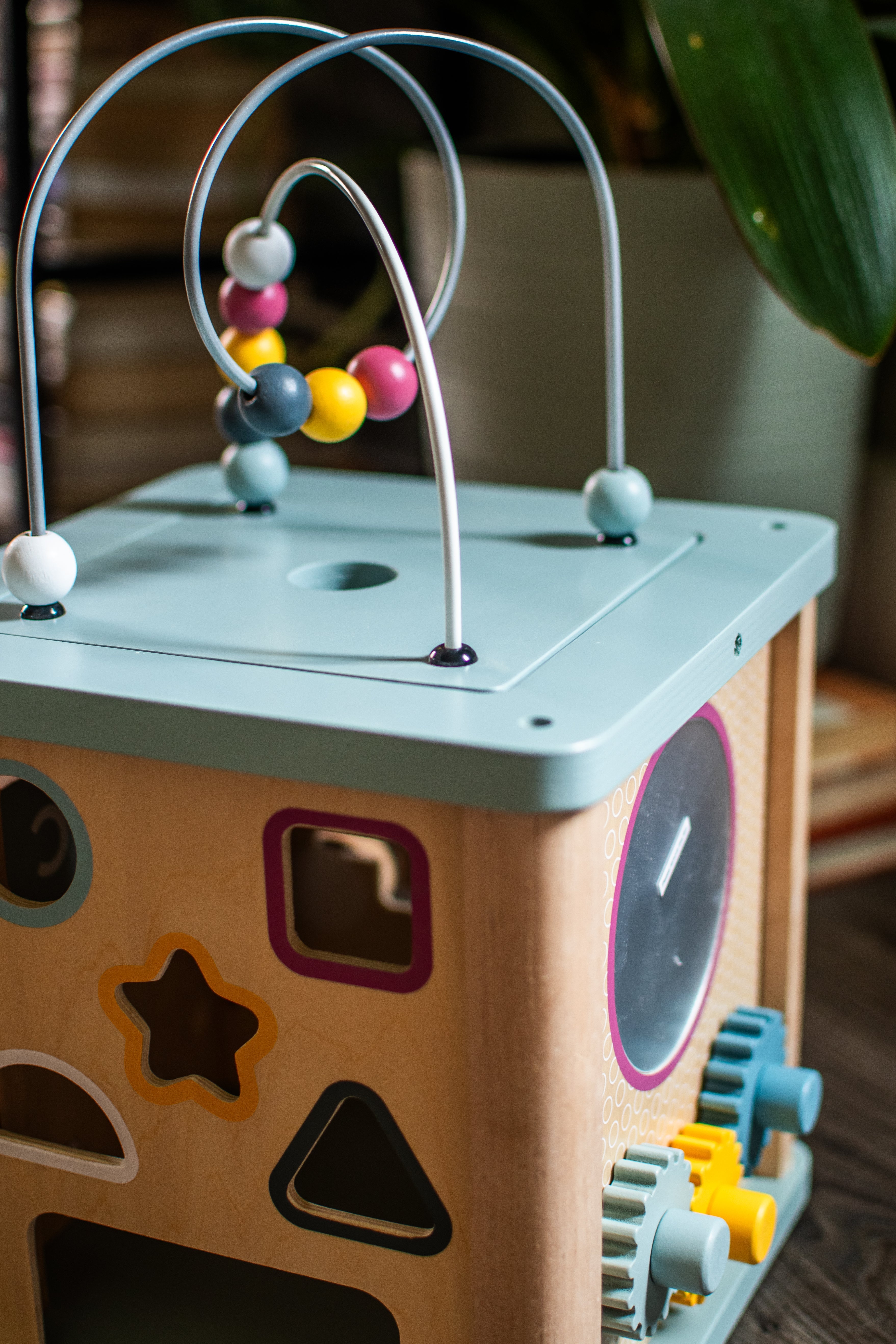 Toddler Activity Cube with Shapes, Gears & Sliders