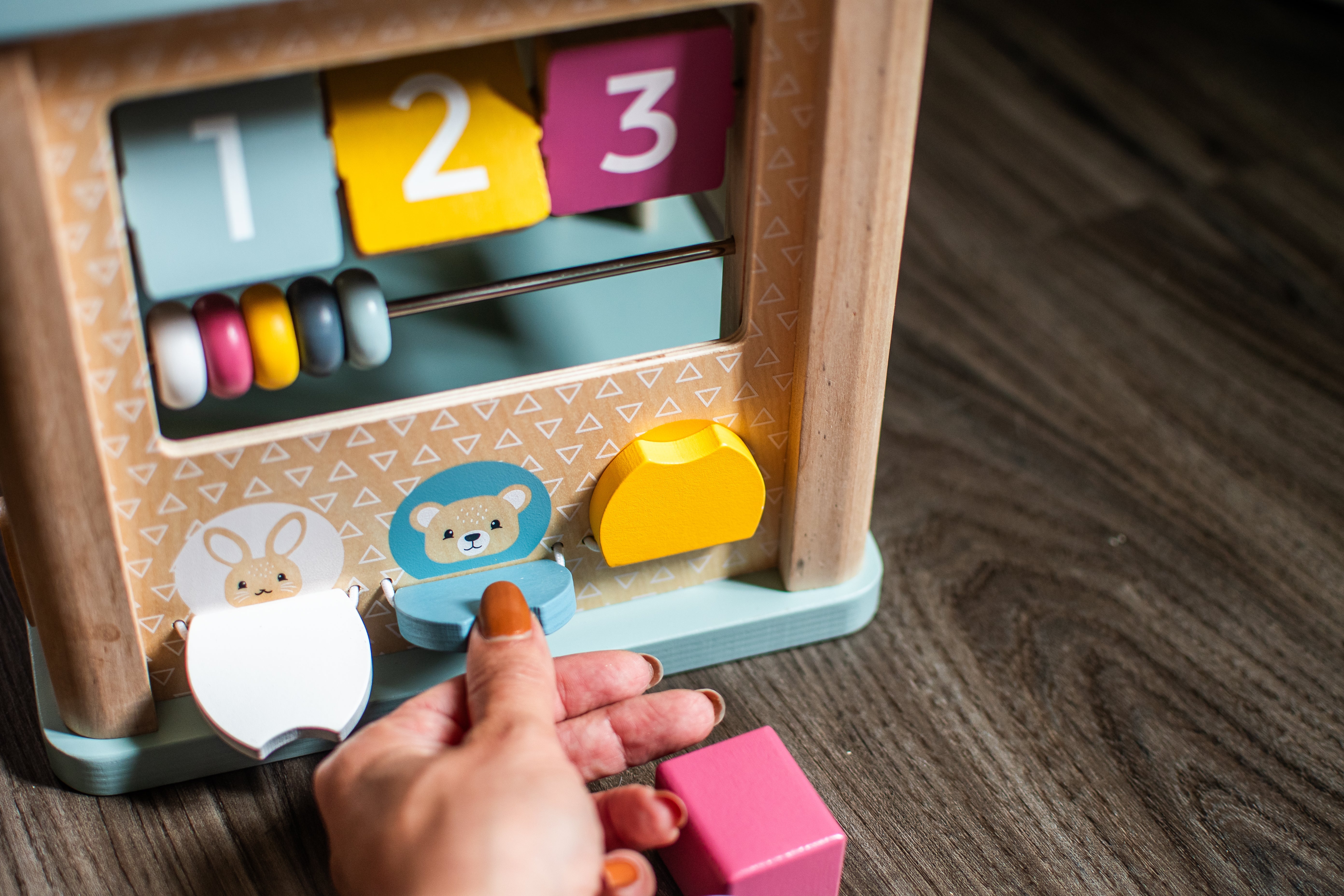 Toddler Activity Cube with Shapes, Gears & Sliders