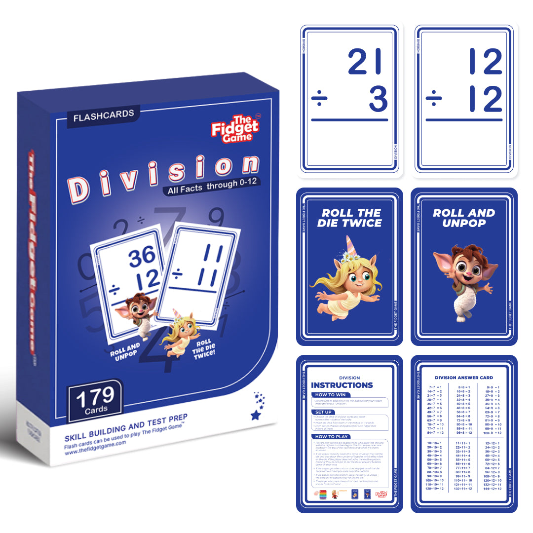 Division Facts Card Pack product box and division practice cards