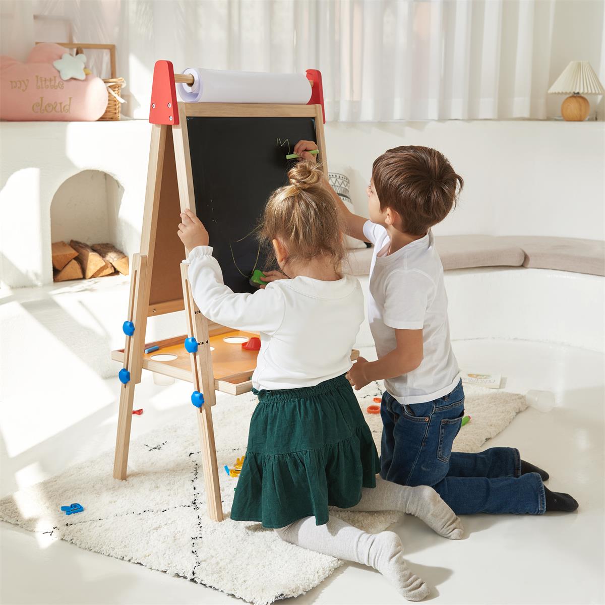 Tiny Land 3-in-1 Kids Art Easel with Two Paper Rolls