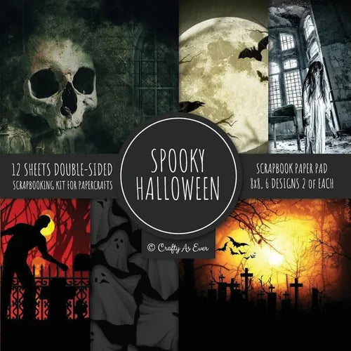 Spooky Halloween Scrapbook Paper Pad 8x8 Scrapbooking Kit for Papercrafts, Cardmaking, Printmaking, DIY Crafts, Holiday Themed, Designs, Borders, Back - Paperback