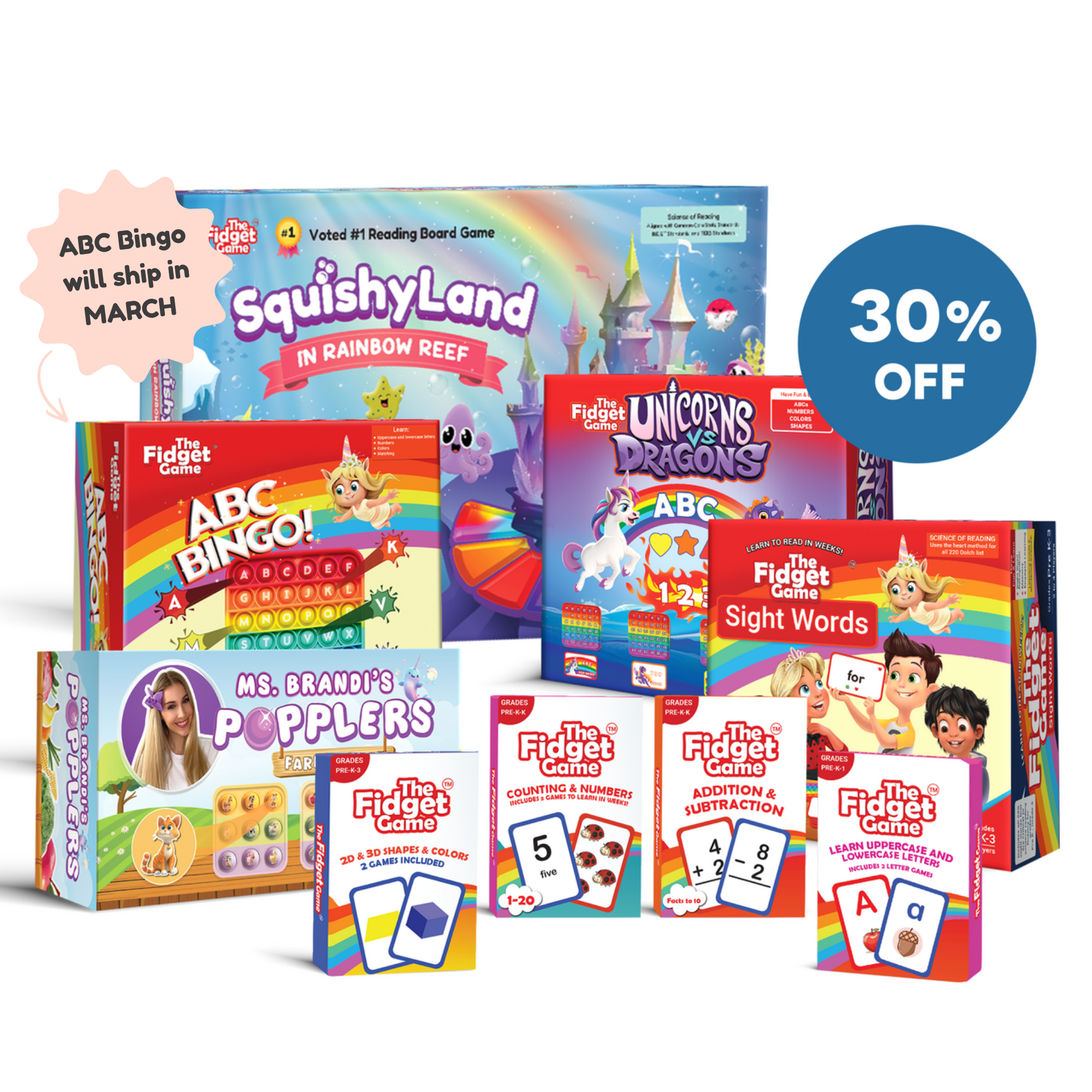 Pre-K learning bundle assortment including ABC Bingo