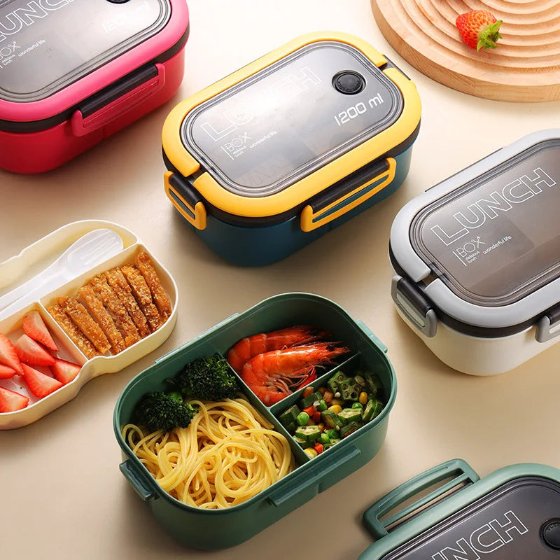 Double-layer Lunch Box Student Office Worker Bento Box Outdoor Picnic Fruit Food Container Light Salad Reducing Meal Lunch Bags