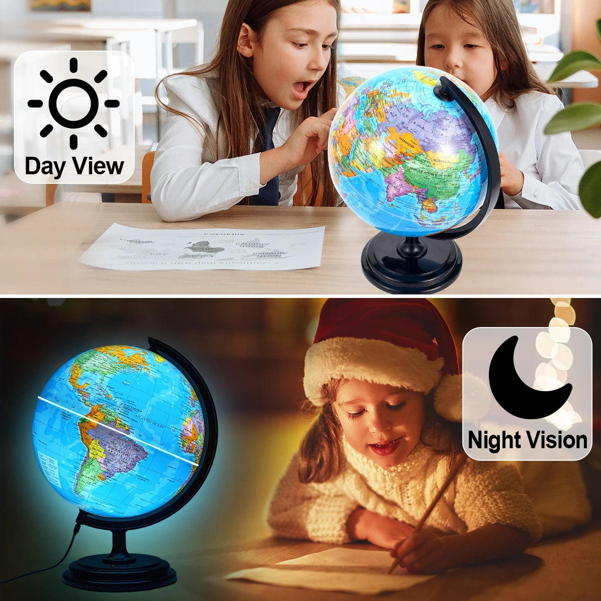 360° Rotating All-English World Globe Puzzle Educational Aid Tool Children's Geography Learning Toy Birthday Gift