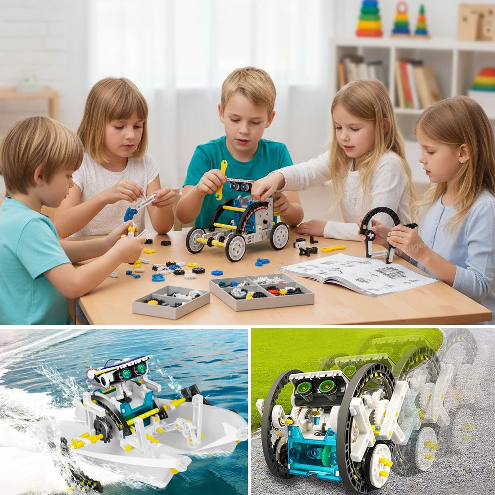 12-in-1 STEM Robot Building Kit Toys DIY Engineering Construction Set Educational Science Experiment Gift for Kids Teens