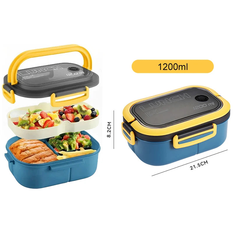 Double-layer Lunch Box Student Office Worker Bento Box Outdoor Picnic Fruit Food Container Light Salad Reducing Meal Lunch Bags