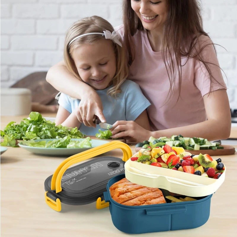 Double-layer Lunch Box Student Office Worker Bento Box Outdoor Picnic Fruit Food Container Light Salad Reducing Meal Lunch Bags
