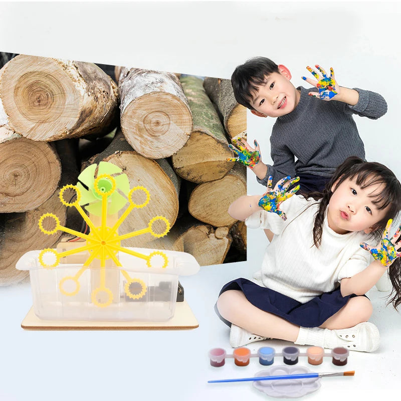 STEM Toys DIY Bubble Machine Assembling Model Material Kits Students Educational Science Experiment Technology Toys for Children