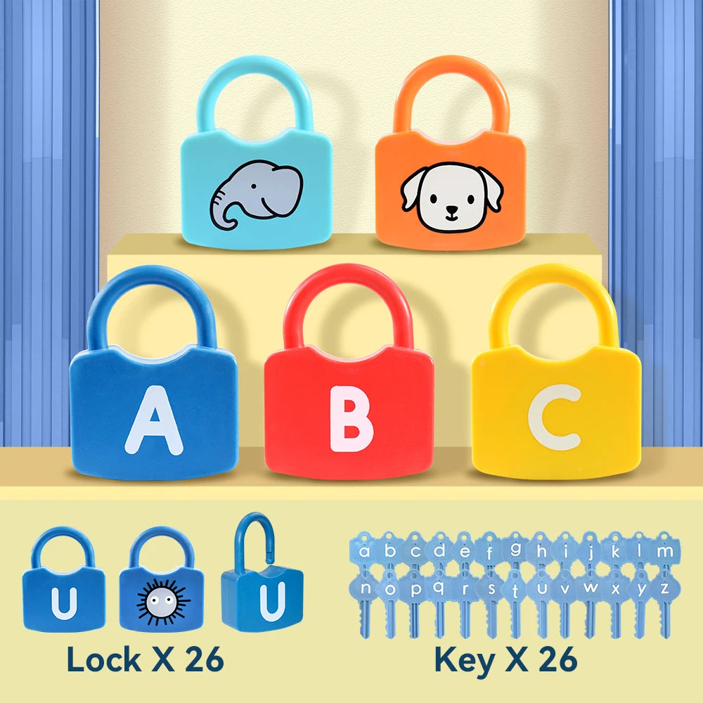 Early Education Alphabet Number Unlocking Game Key Fine Action Children Training Baby Abilities Puzzle Toy Gift