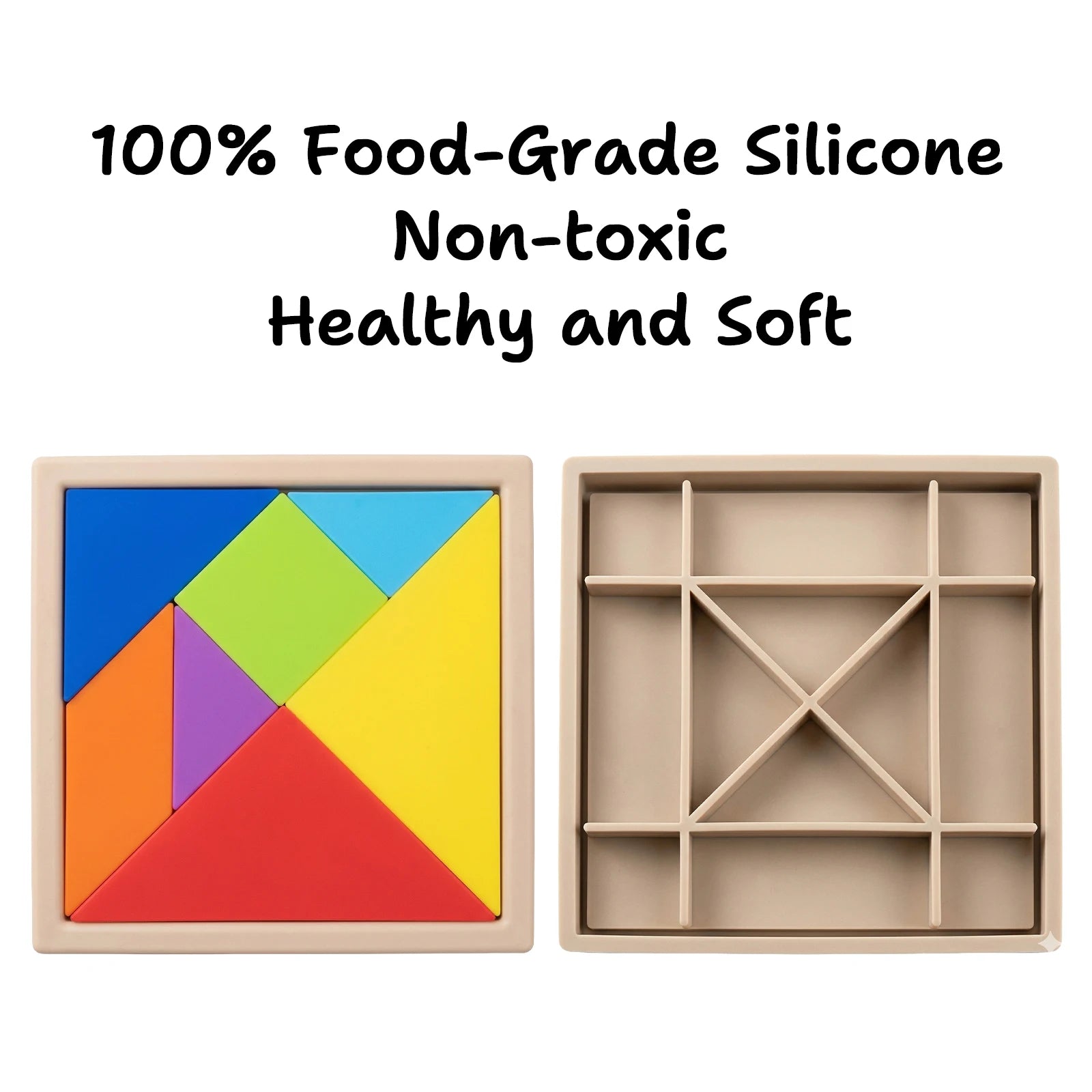 Colorful silicone puzzle toys Tangram Montessori materials children's puzzle toys Building blocks Children's learning toys