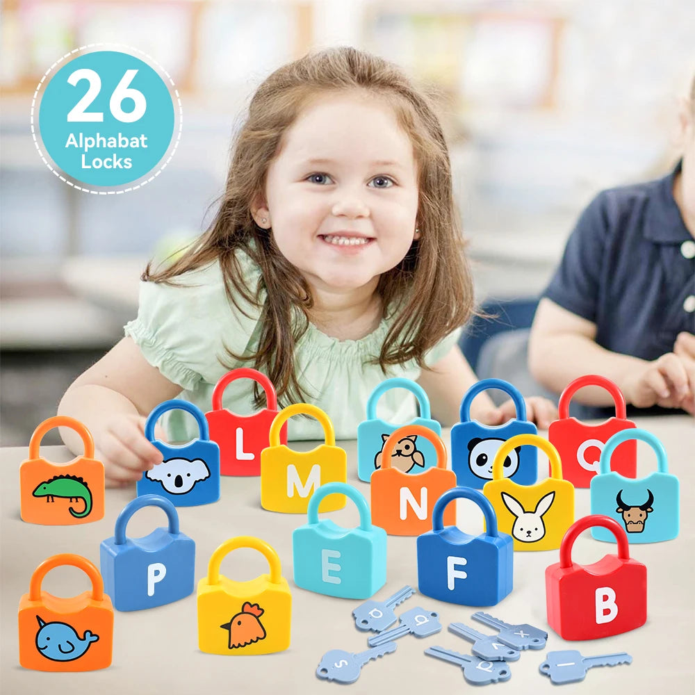 Early Education Alphabet Number Unlocking Game Key Fine Action Children Training Baby Abilities Puzzle Toy Gift