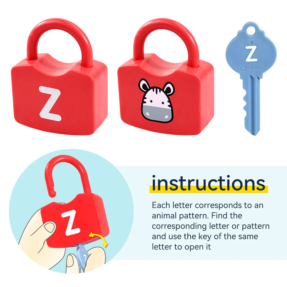 Early Education Alphabet Number Unlocking Game Key Fine Action Children Training Baby Abilities Puzzle Toy Gift