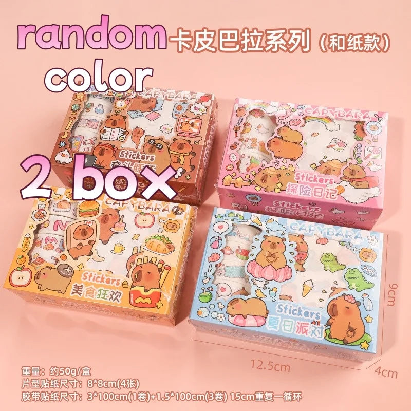 Kawaii Stationery Gift Set, PET Decorative Tape & Cute Stickers, DIY Journal Craft Supplies for Students & Scrapbook Lovers