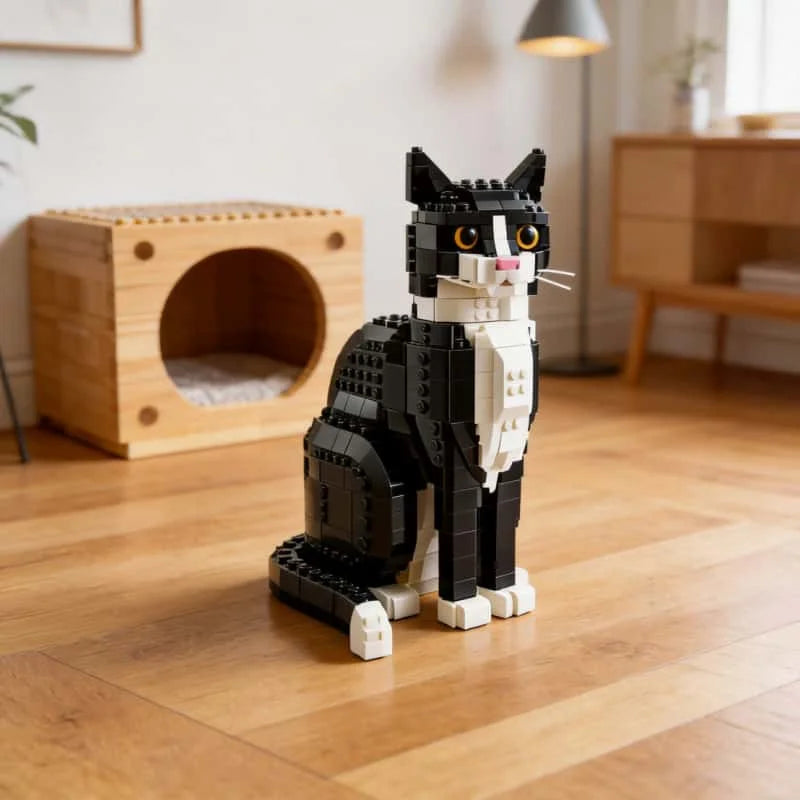 2026 Tuxedo Cat building block model set, compatible with Lego particles, suitable for Christmas gifts