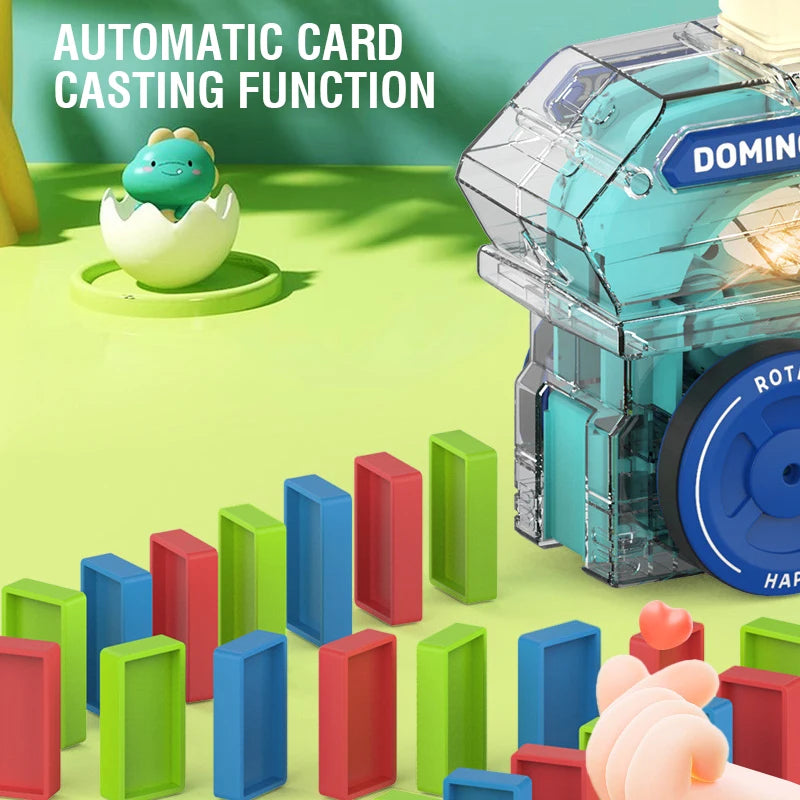 Automatic Domino Train with 60 Dominos Montessori Early Educational STEM Toys Train DIY Building Blocks Christmas Birthday Gift