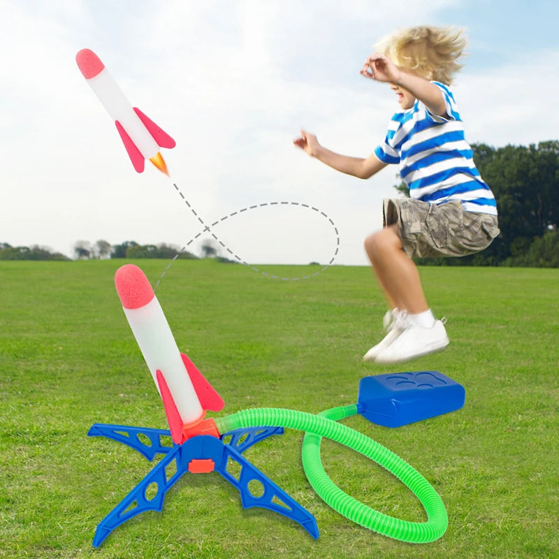 1 PCS Air Powered Rocket Launcher Kids Outdoor Foot Pump Soaring Interactive Toys Backyard Lawn Sports Game Birthday Gifts
