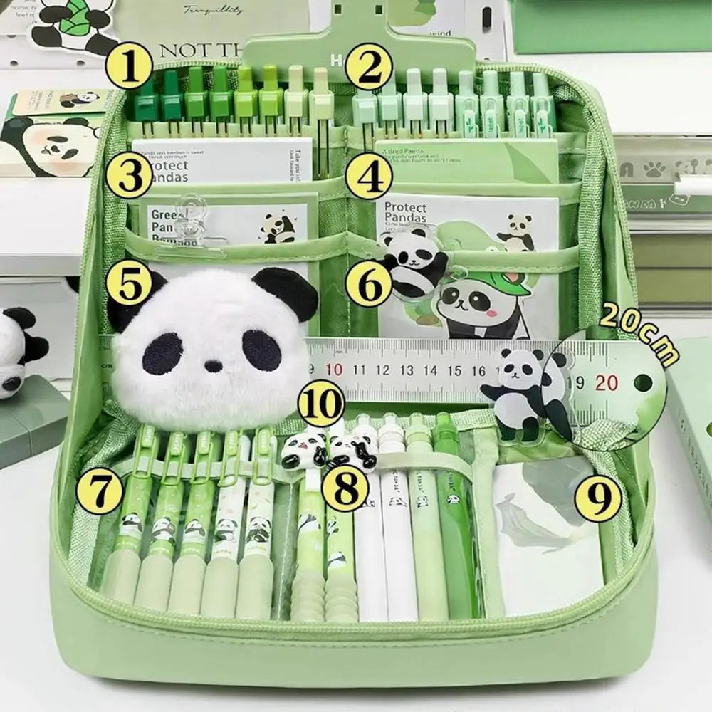 Stationery Sets School Stationery Set Panda Design Pens Stick Notes Brooches Pendants Kit for Kindergarten College Home Students