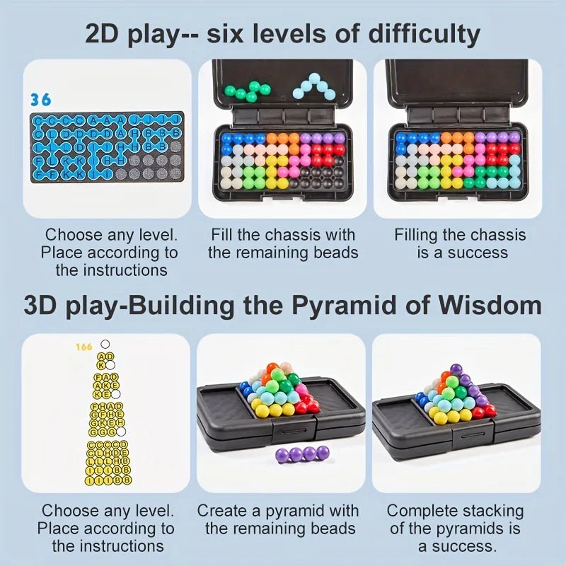 3D Puzzle Board Game - 200 Challenges for Kids, Brain Teaser Gifts for Boys Girls, Educational STEM Learning Toys