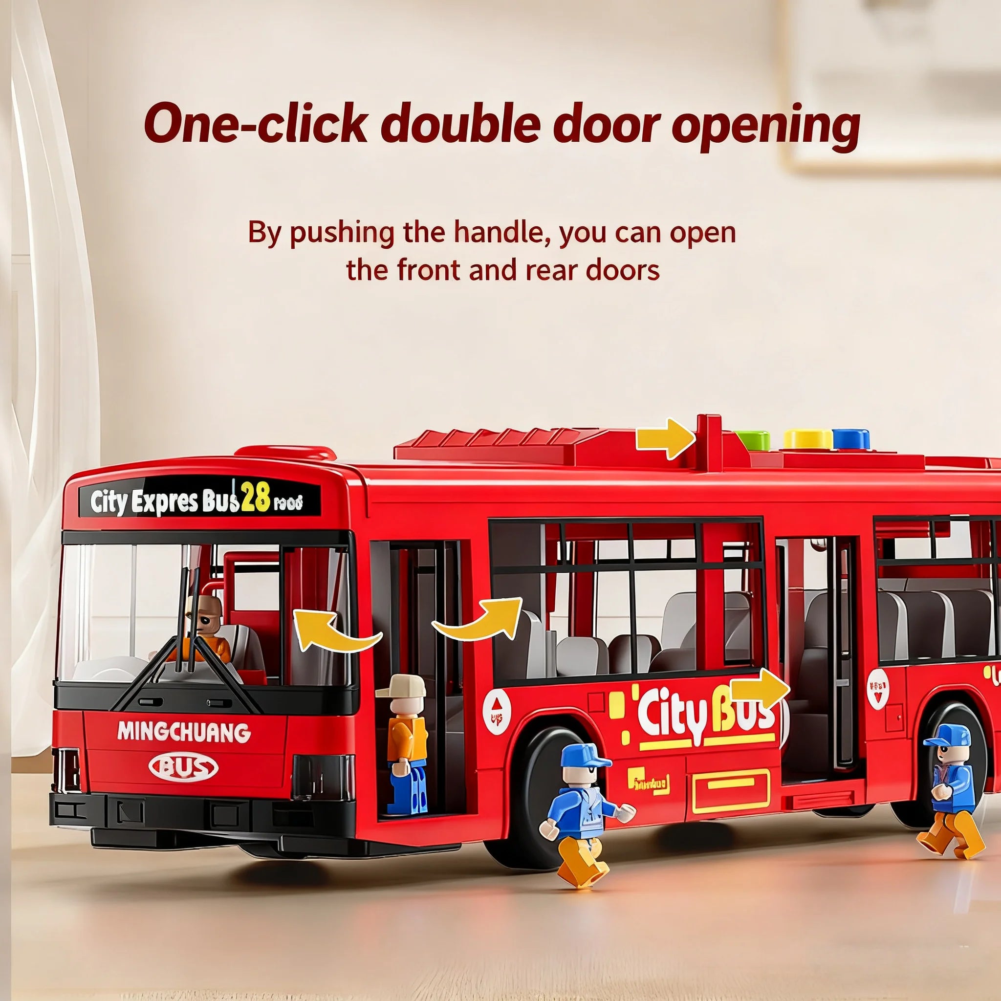 Large Size Light Music Inertia Bus Model Pull Back Cars Simulation Bus High Quality Drop-resistant Educational Toys Gifts
