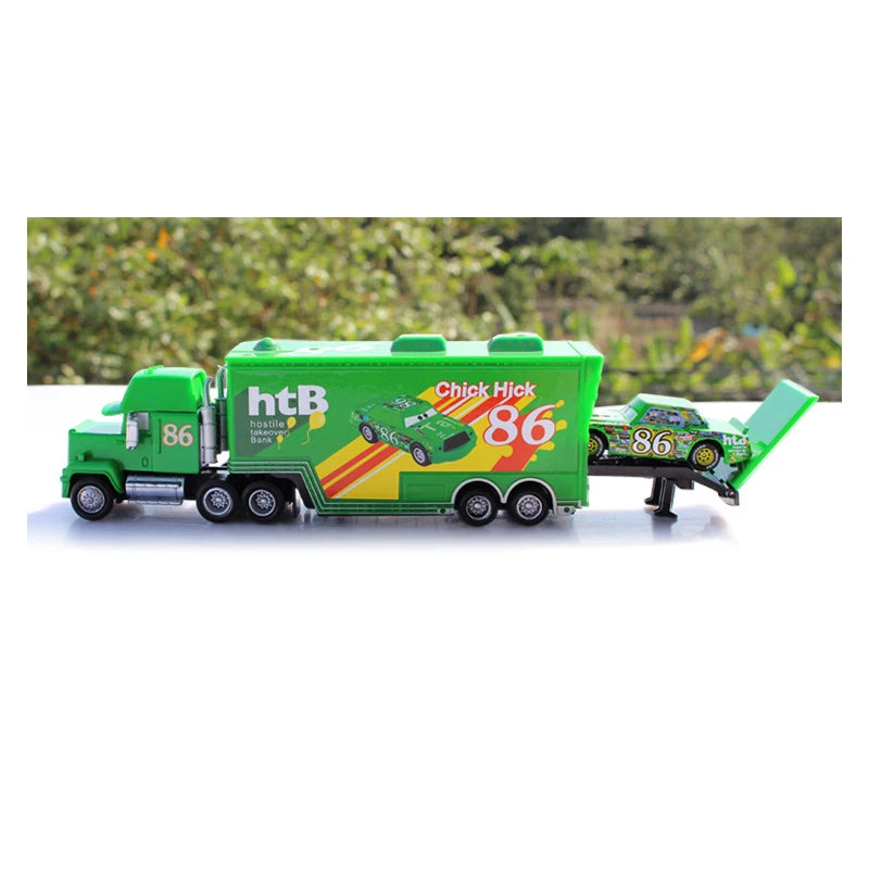 Cars Toy Truck Lightning McQueen Uncle Mike Alloy Diecast Model Container Hauler Trucks Children's Christmas Toys