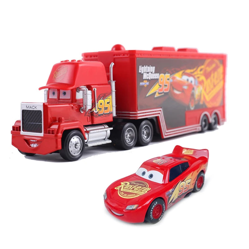 Cars Toy Truck Lightning McQueen Uncle Mike Alloy Diecast Model Container Hauler Trucks Children's Christmas Toys