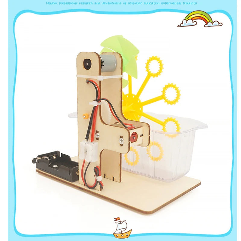 STEM Toys DIY Bubble Machine Assembling Model Material Kits Students Educational Science Experiment Technology Toys for Children