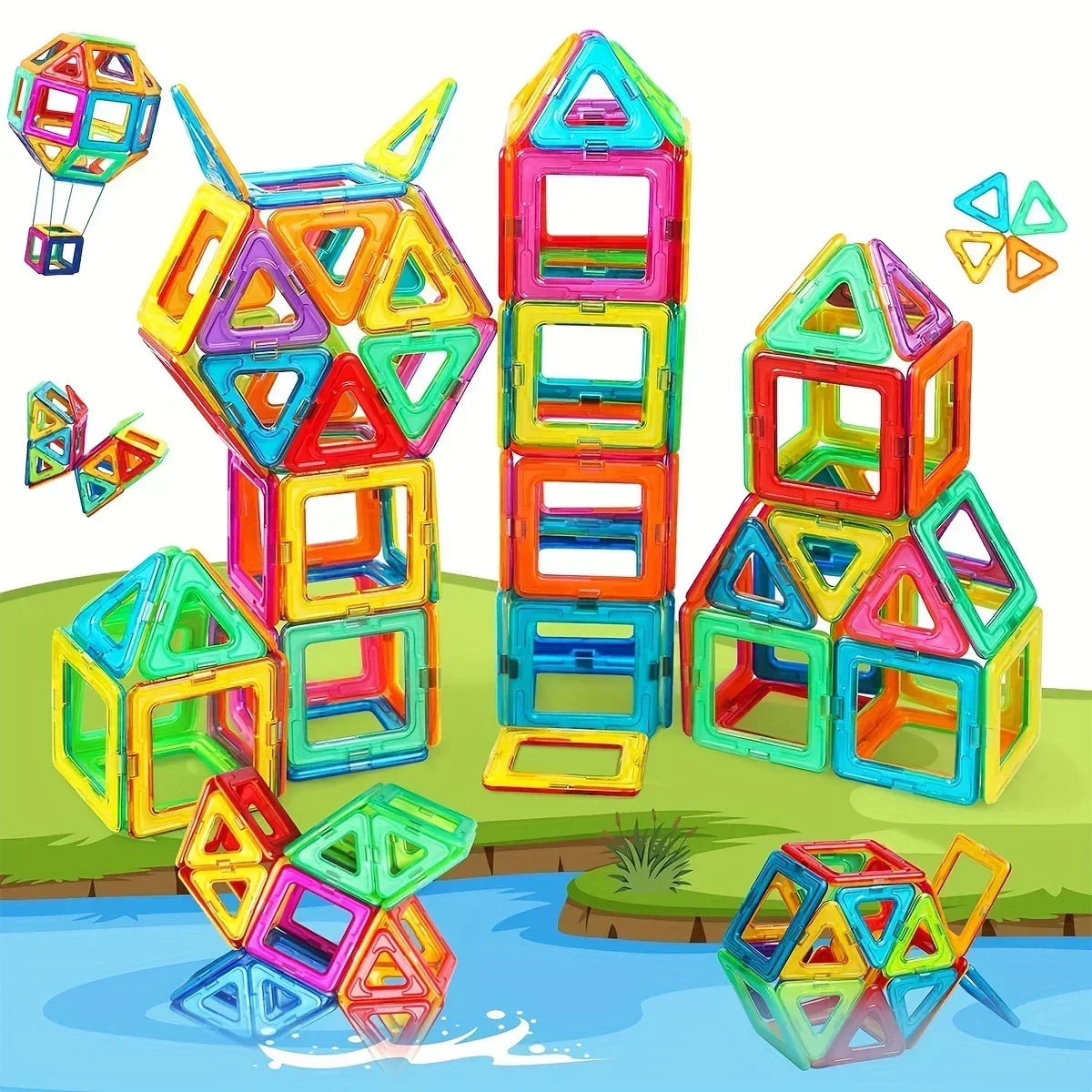 Magnetic Building Blocks, Big Size STEM Toys,Learning Educational Constructor Set Magnet Toys Birthday Gift 30/50/100PCS