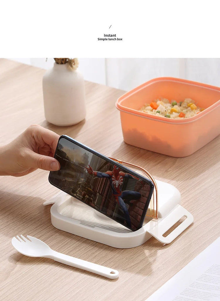 Bento Lunch Box,Portable Double Layer Salad Box,Lunch Box for Toddlers with Tableware,Microwavable Food Storage Container