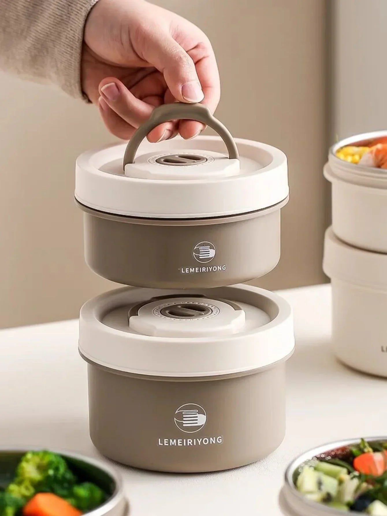 Lunch Box Portable Insulated Lunch Container Set Stackable Bento Stainless Steel Lunch Container