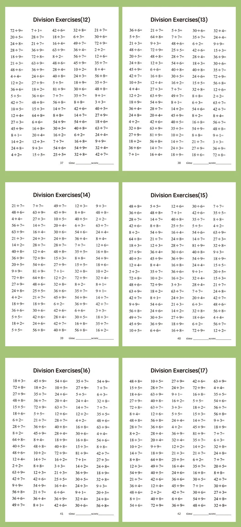 Practice Questions for Multiplication Division Specialized Training Mathematics, Math Workbook, Early Education Toys