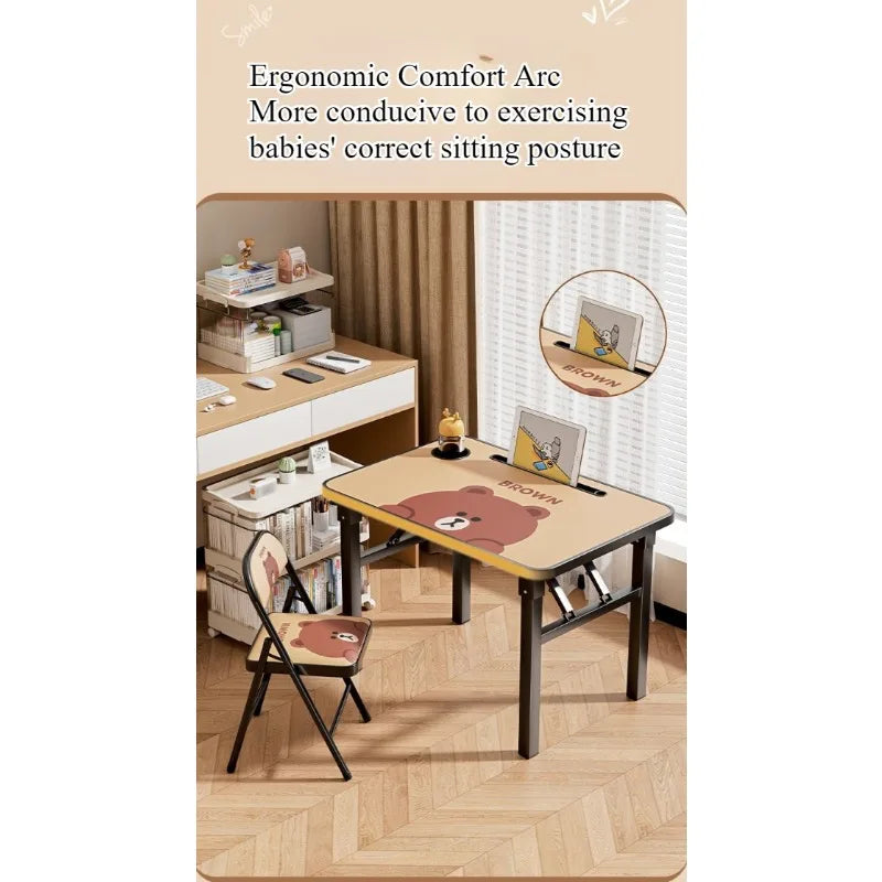 Desk simple household writing table children's homework desk chair set folding simple study table