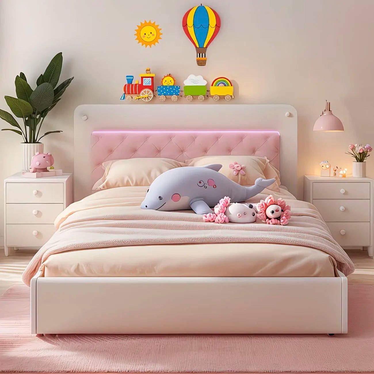 6Pcs Wooden Kids Wall Decor Set, Train & Hot Air Balloon Wall Art for Nursery