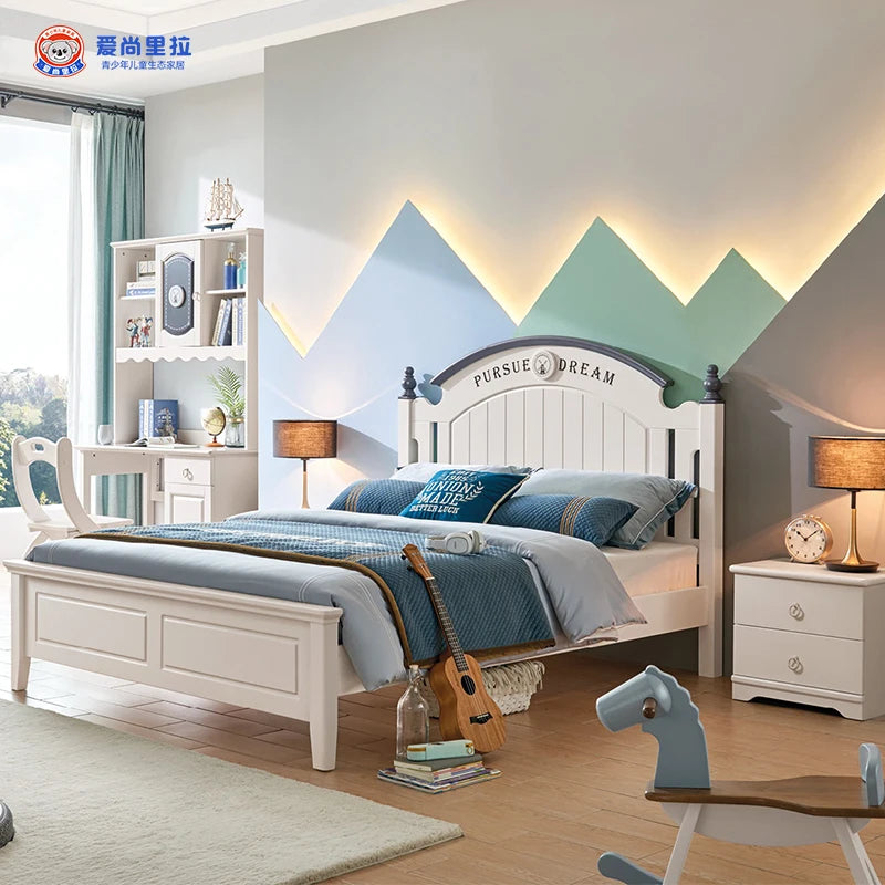Modern Simple Design Pine Wood Bed with Drawers Durable Kids' Wooden Bed for Bedroom Home or Hotel Apartment Living Room