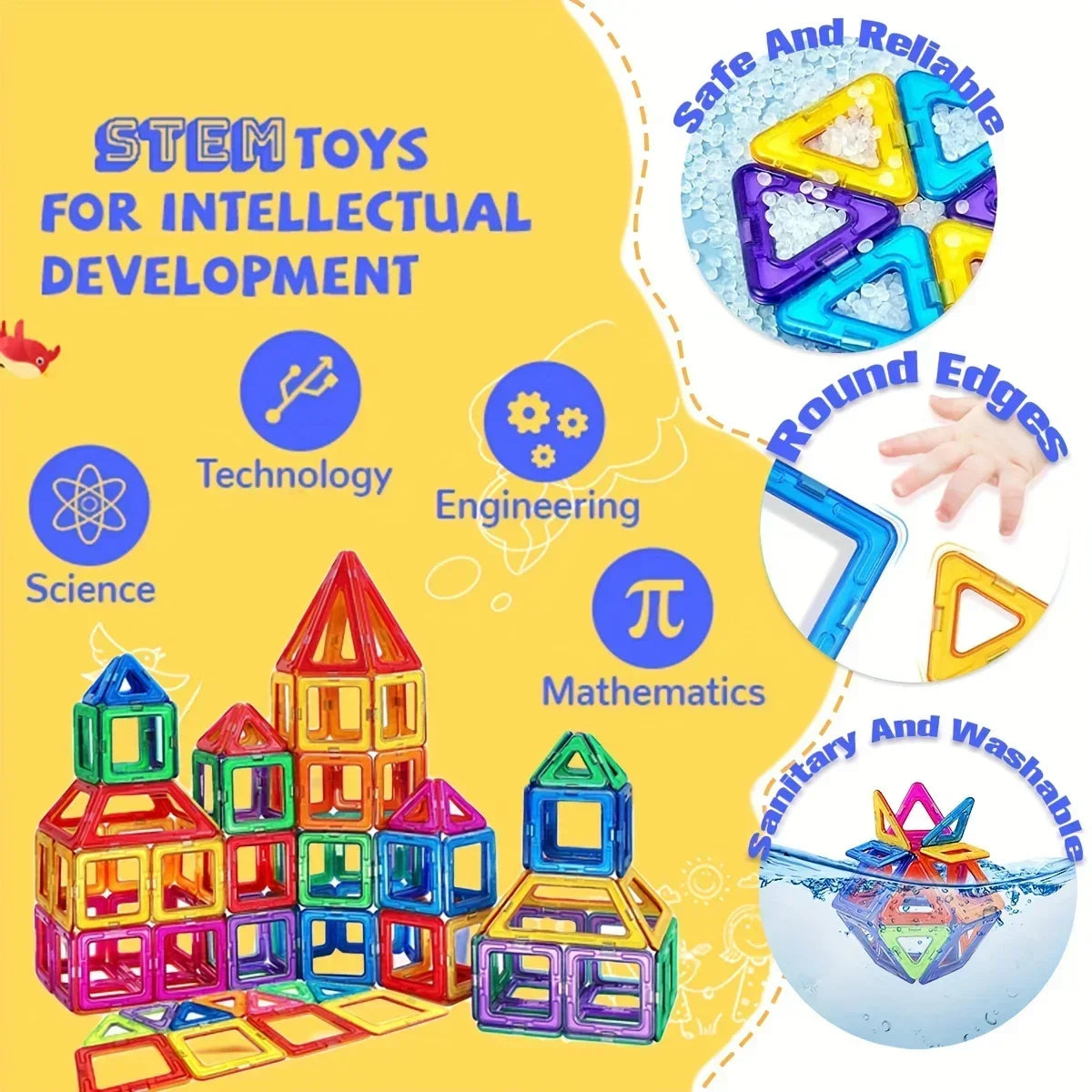 Magnetic Building Blocks, Big Size STEM Toys,Learning Educational Constructor Set Magnet Toys Birthday Gift 30/50/100PCS
