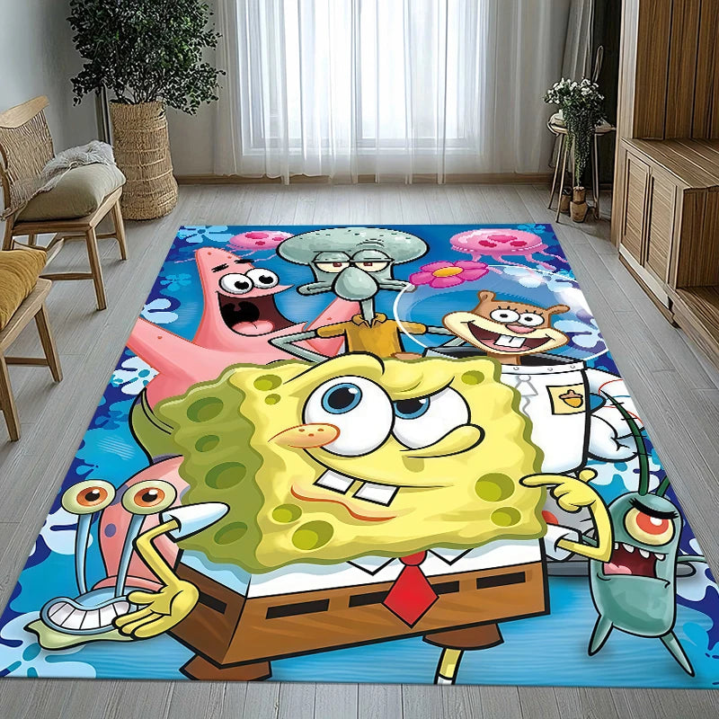 Funny S-SpongeBob Patrick Star Cartoon Living Room Non-Slip Area Rug Soft Carpet for Bedroom Playroom Sofa,Home Decor Doormat