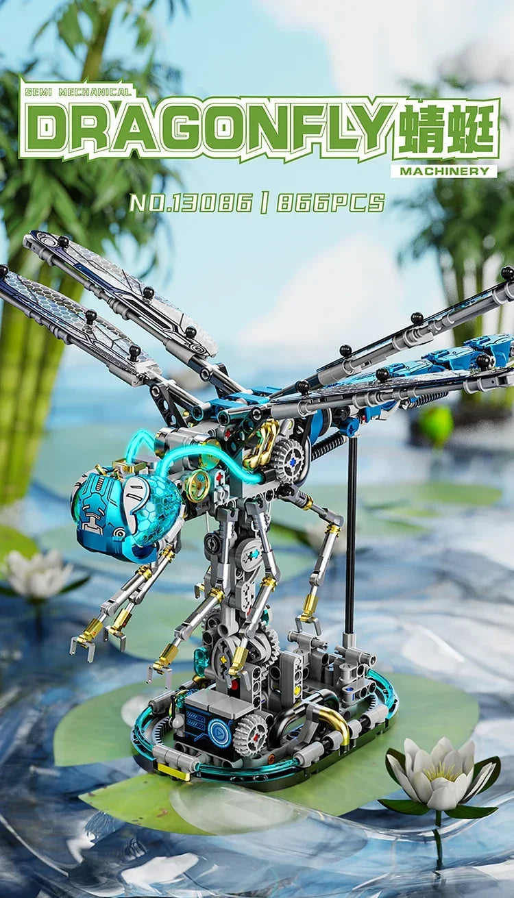 866+pcs Mechanical Dragonfly Building Blocks Kit Animal World Model Set Bricks Kids STEM Toys Children's Gifts